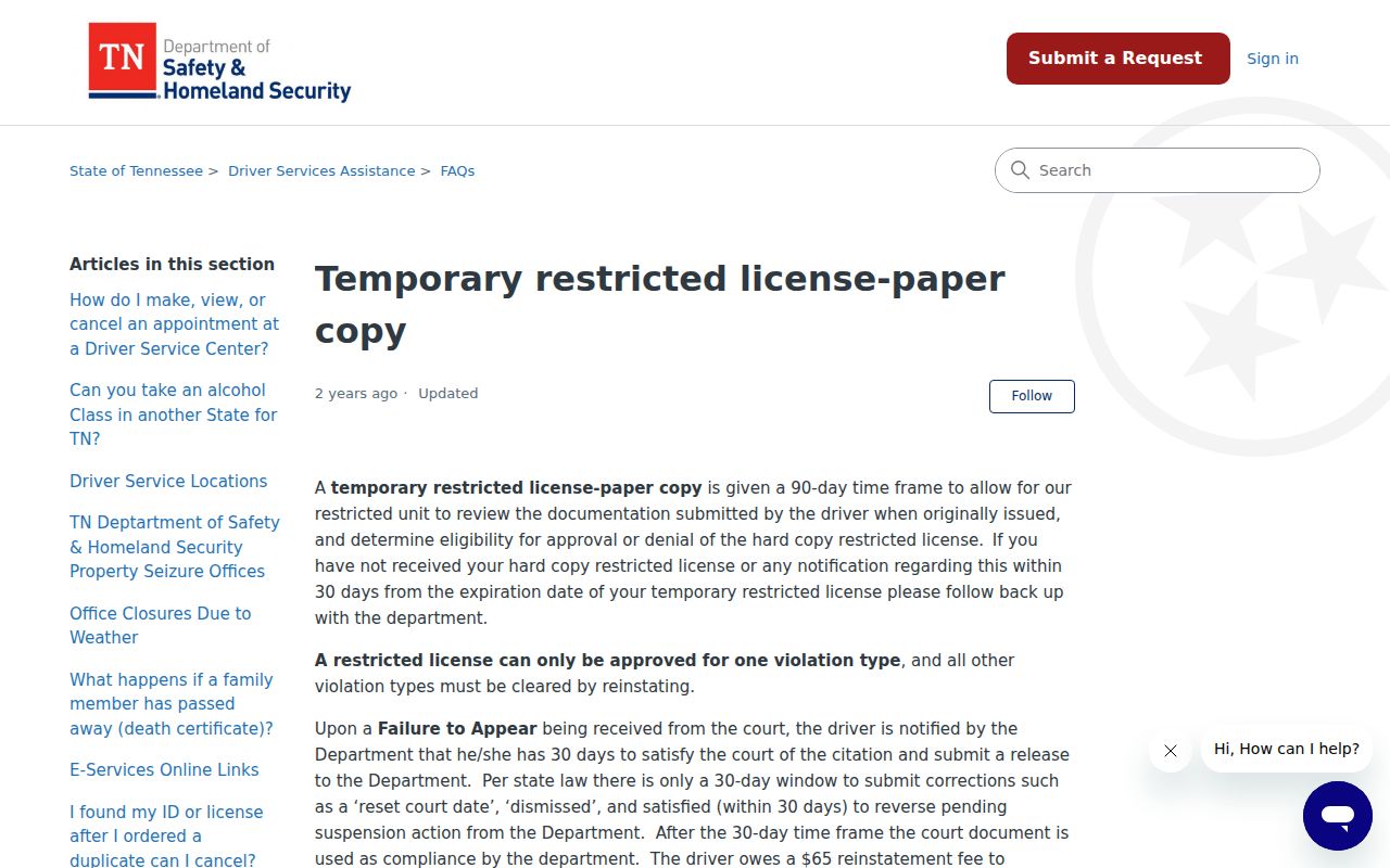 Tennessee license release guidance separate from Pickett County traffic warrants